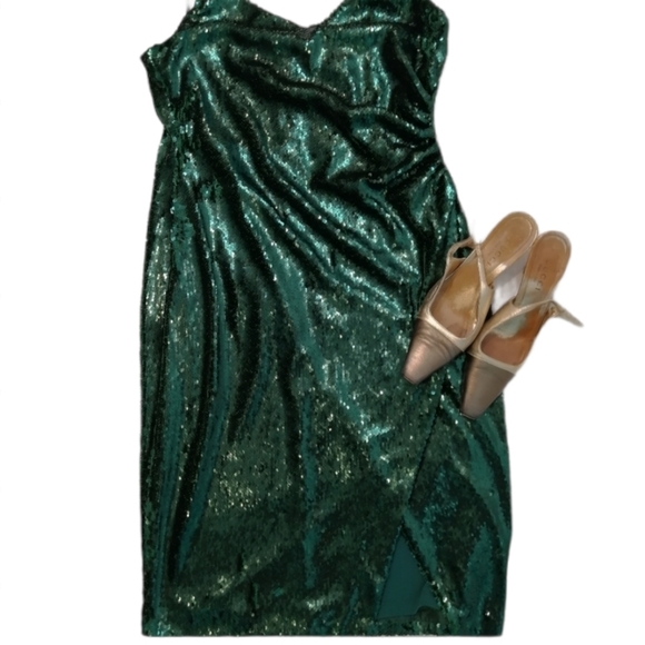 Black‎ Halo Jelly Bean Green Sequins Dress Size 12 - Picture 7 of 16